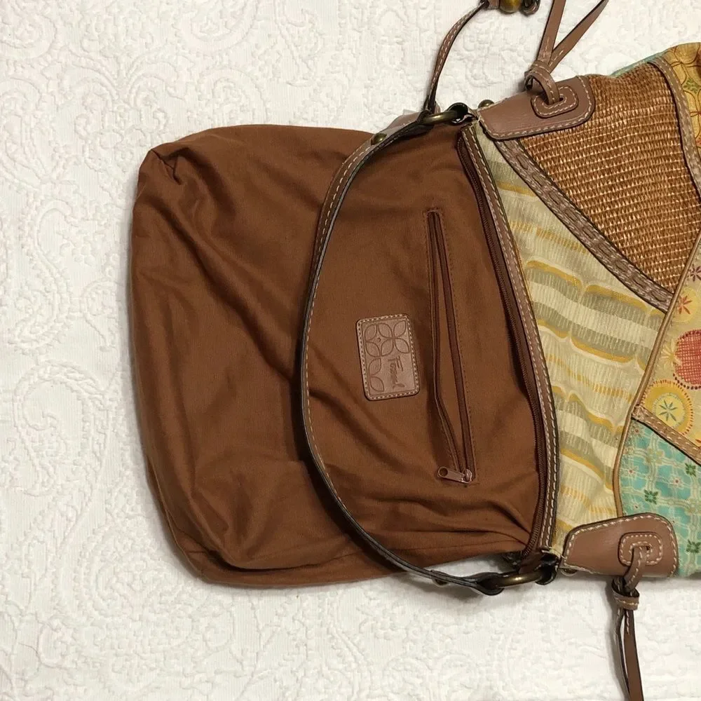 Fossil Purse Patchwork Basket Weave Shoulder Bag